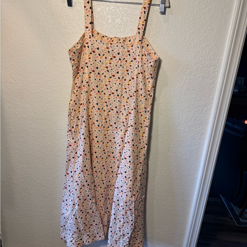 Madewell Button Down Multi-Colored Speckled Square Neck Midi Dress Size 4 - Picture 10 of 10
